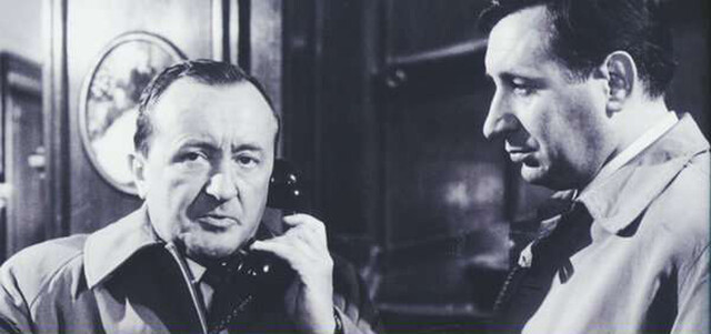 Siegfried Lowitz (l.) und Lothar Grützner nehmen als Scotland Yard die Verfolgung der Posträuber auf.