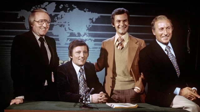 Die "Tagesschau" 1975: (v. l. n. r.) Werner Veigel, Jo Brauner, Wilhelm Wieben und Karl-Heinz Köpcke