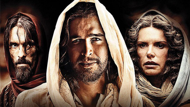 Die "Stars" der Bibel: Judas (Joe Wredden), Jesus (Diogo Morgado) und Maria (Roma Downey).