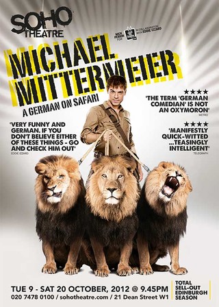 Englisches Tourplakat: Michael Mittermeier geht 2012 auf Safari im Soho Theatre