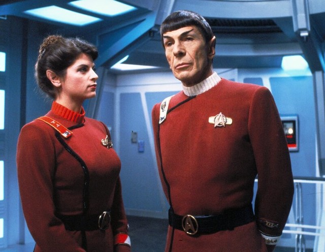 Kirstie Alley mit Mr. Spock im zweiten "Star Trek-Film
