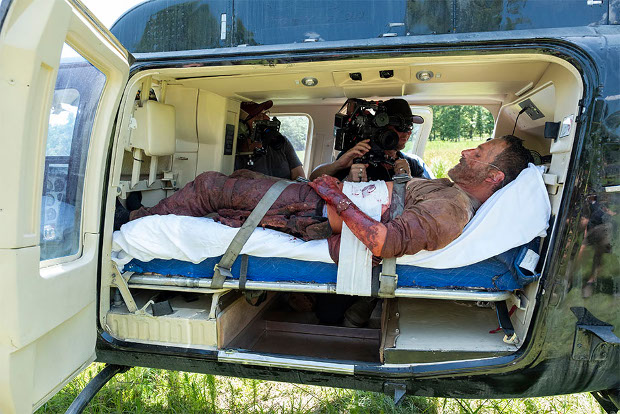 Blick hinter die Kulissen: Dieser Helikopter transportiert Rick Grimes in die geplanten Spin-Off-Filme.