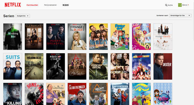 Von "Breaking Bad" bis "Teletubbies": Ausschnitt aus dem Serienangebot auf Netflix Deutschland